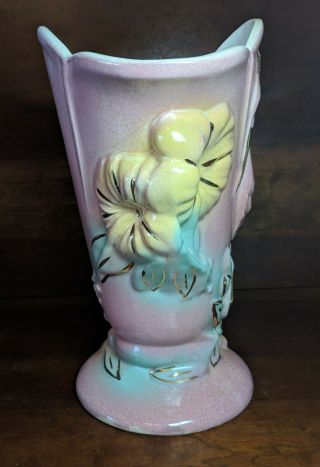 Vintage 1940s Crane / Flamingo Vase,  Hull Sunglow Style USA 85 4