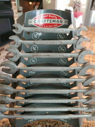 Craftsman 9 pc Vintage V Series SAE Open End Wrench Set w/ Display Rack USA 2