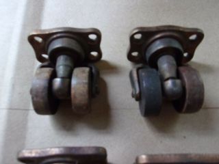 4 Vintage Double Wood Wheels Swivel Casters Phoenix Caster Co.  Indianapolis 2