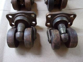 4 Vintage Double Wood Wheels Swivel Casters Phoenix Caster Co.  Indianapolis 3