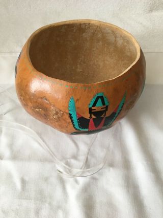 Vintage Native American Motive Hand Painted Gourd