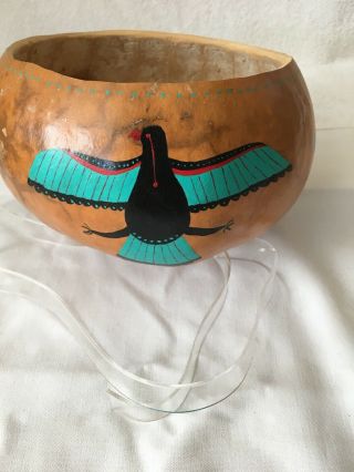 Vintage Native American Motive Hand Painted Gourd 3