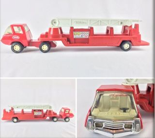 Vintage Tonka Pressed Steel Aerial Hook - N - Ladder Fire Truck Toy