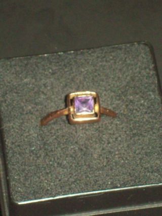 Vintage Art Deco 9ct Rose Gold Amethyst Ring
