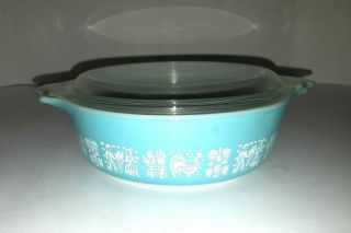 Vintage Pyrex Blue Butterprint Amish 471 Round Casserole Dish with Lid 1 Pint 3