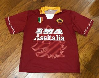 Vtg As Roma Francesco Totti Italy Futbol Jersey Size L