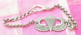 Vintage Sterling Silver Us Army Jump Wings Badge Bracelet 8  143
