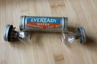 1920 ‘s - 1930s Eveready Vintage Auto Lamp Bulb Tin Box Nos Ge Ford Gm C