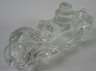 Vintage Fire Engine Candy Container Steam Pumper Truck Pressed Clear Glass 5 "