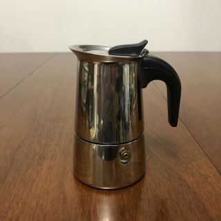 Vintage Inox 18/10 Espresso Coffee Moka Pot Maker Stovetop Stainless Steel 2 Cup