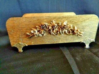 Vintage Ornate Brass Footed Tissue Box.  Holder