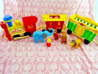 Vintage Fisher Price Little People Circus Train 991 3 Cars And Animals Clown