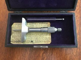 Vintage Craftsman 3” Depth Micrometer In Storage Box