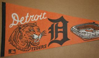Vintage 1960s Detroit Tigers Stadium 30x12 Pennant 2