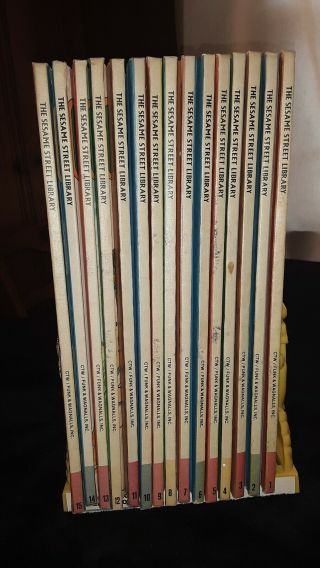 Vintage 1978 The Sesame Street Library Vol.  1 - 15 COMPLETE w Bookcase 2