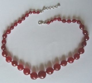 Vintage Murano Glass Red Bead Necklace (4814)
