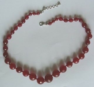 Vintage Murano Glass Red Bead Necklace (4814) 4