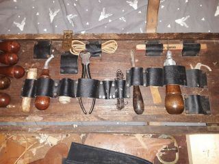 Vintage Leather Tools With Vintage Wood Box 3