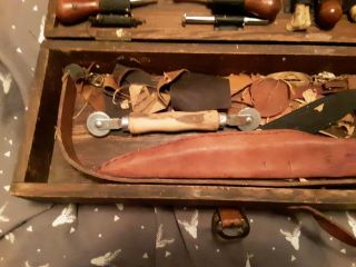 Vintage Leather Tools With Vintage Wood Box 6