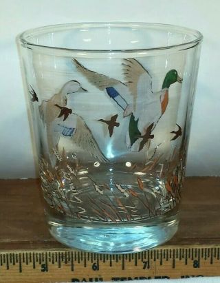 Vintage Libbey Glass Mallard Duck Whiskey Low Ball Cocktail Drink Glass Set of 6 4