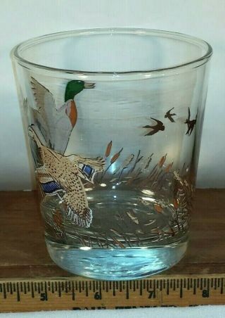 Vintage Libbey Glass Mallard Duck Whiskey Low Ball Cocktail Drink Glass Set of 6 5