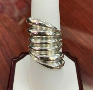 Vintage Estate Solid Sterling Silver 925 Ring Jewelry Wrap Wide Band Size 9