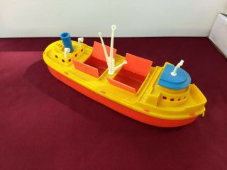 Vintage 1960s Processed Plastic Bath Tub Toy Freighter/cargo Ship/boat 12  Long