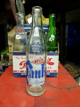 Vintage Pauls Beverages Soda Pop Glass Bottle Blue 10 Oz Caspian Michigan 9