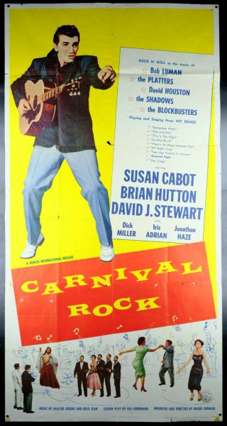 Vintage 1957 Carnival Rock Susan Cabot Roger Corman Rock 3sh Movie Poster