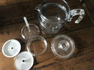 Vintage 9 Cup Pyrex Clear Glass Coffee Pot Percolator Flameware Complete Euc