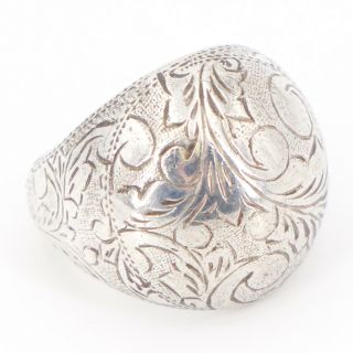 Vtg Sterling Silver - Etched Filigree Tapered Band Ring Size 8.  5 - 8.  5g