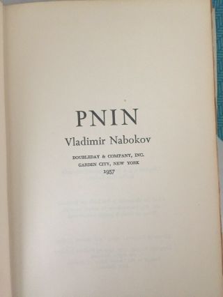 Pnin by Vladimir Nabokov Vintage First Edition Hardcover Doubleday 1957 4
