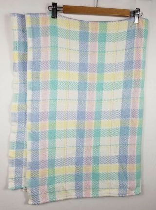 Vintage Beacon Waffle Weave Pastel Block Baby Blanket Cotton Knit Wpl 11935