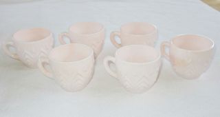 Set Of 6 Vintage Pink Milk Glass Cups,  Jeannette Shell Pink Glass Punch Coffee