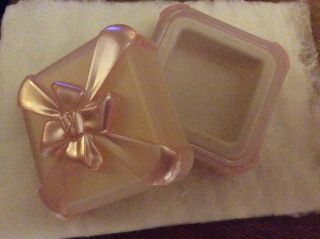 Vintage Ring Broach Box - Pink W/ Bow Celluloid