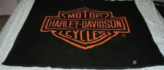 Vintage Harley - Davidson Polyester Throw Blanket Black Orange 1970s 53 