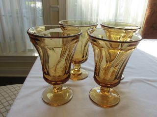 4 Vintage Fostoria Glass Jamestown Amber Iced Tea Goblets Glassware 6 " Excl