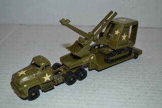 Vintage Built Aurora Army Truck And Trailer With Steam Shovel - Year 1950 