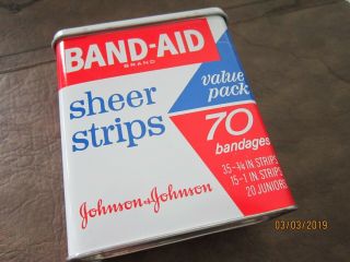 Novelty Vintage Band - Aid Metal Empty Box Sheer Strips 4 X 3 1/2 " Advertising