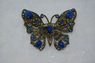 Vintage Costume Jewellery Czech Butterfly Brooch/pin
