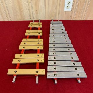Vintage Wfl Glockenspiel Parts (no Frame) 2 Octaves Gold/silver Bars Ludwig