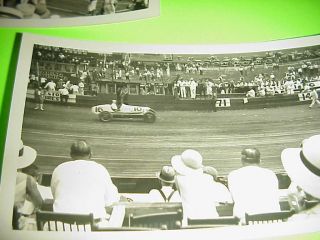 3 VINTAGE RACE CAR PHOTOS START OF THE 1936 ROOSAVELTONE GOT DATE JULY 4TH 1931 4