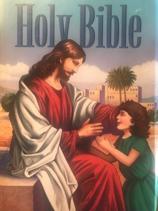 Holy Bible Vintage 1984 King James Version Color Pictures Cover Christ Words Red