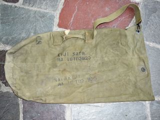 Vintage U.  S.  Army Wwii Ww2 Duffle Laundry Bag Boyt 1943 E - 3513 Personalized Sato