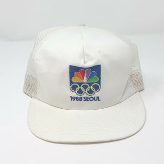 1988 Nbc News Seoul Summer Olympic Games Vintage Snapback Mesh Trucker Hat Vtg