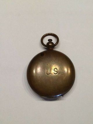 Vintage Wwii U.  S.  Military Pocket Compass Brass & Glass