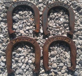 Vintage Champ 2 1/4 Lb Horseshoes Set Of 4 Pitching Game Shoes