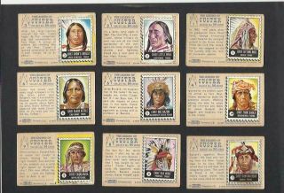 The Legend Of Custer A&bc Gum Cards 1 - 22 With Indian Stamps Vintage 1968