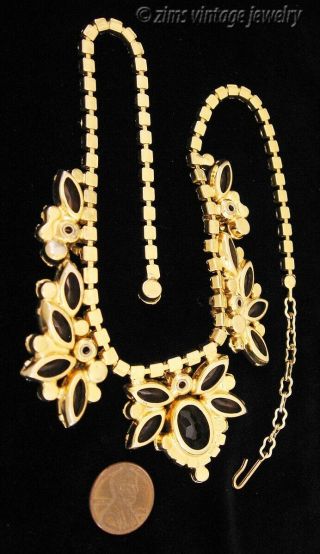 Vintage D&E JULIANA Gold amber Brown Topaz ab rhinestone FLORAL Collar NECKLACE 6