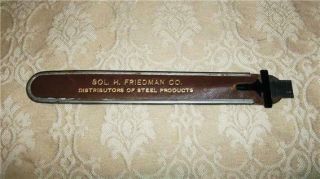 Vintage Stainless Steel 6 " Ruler W Leather Case & Pocket Clip Sol Friedman Steel